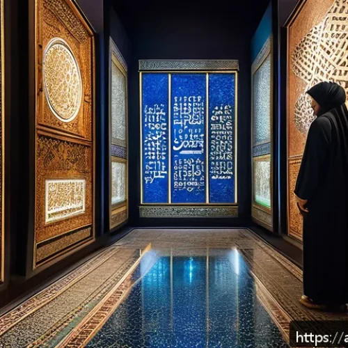 문화예술사 자격증의 국제적 효용성 - A culturally rich museum interior scene in an Arab country, showcasing traditional artifacts and anc...